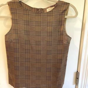 Mint Condition Petite Sophisticate 100% Silk Glen Plaid Sleeveless Blouse